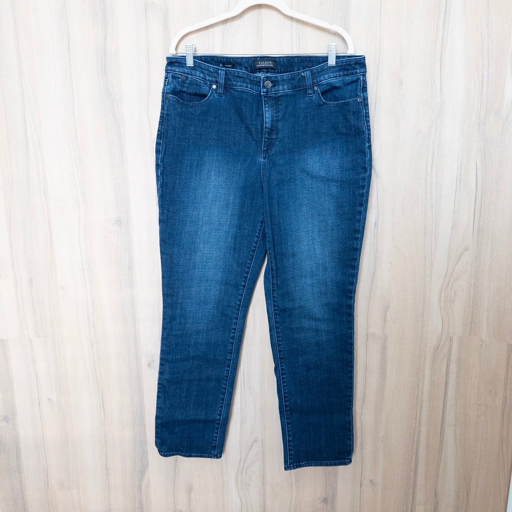 Talbots Womens Jeans Size 16 Blue Flawless Five-Pocket Straight Leg Stretch